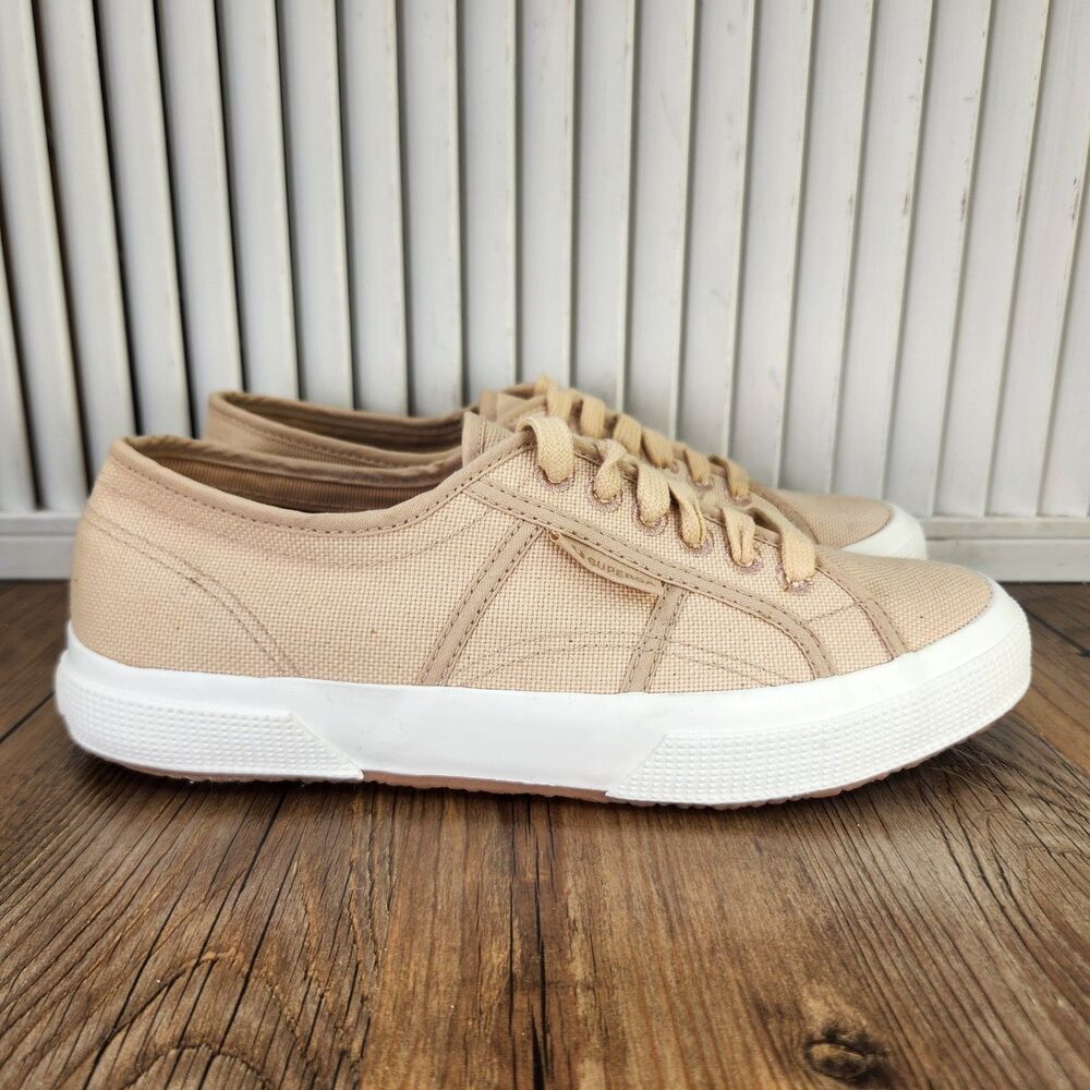 Superga 2750 Cotu Classic Canvas Sneakers Womens Size 8.5 Beige Vulcanized Shoes